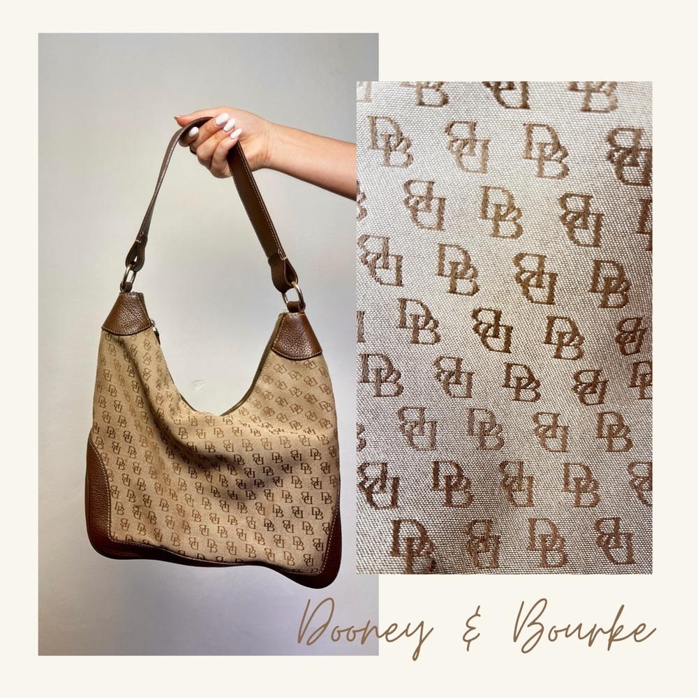 Vintage Dooney & Bourke All Weather Canvas & Leather Hobo Bag – Signature Brown